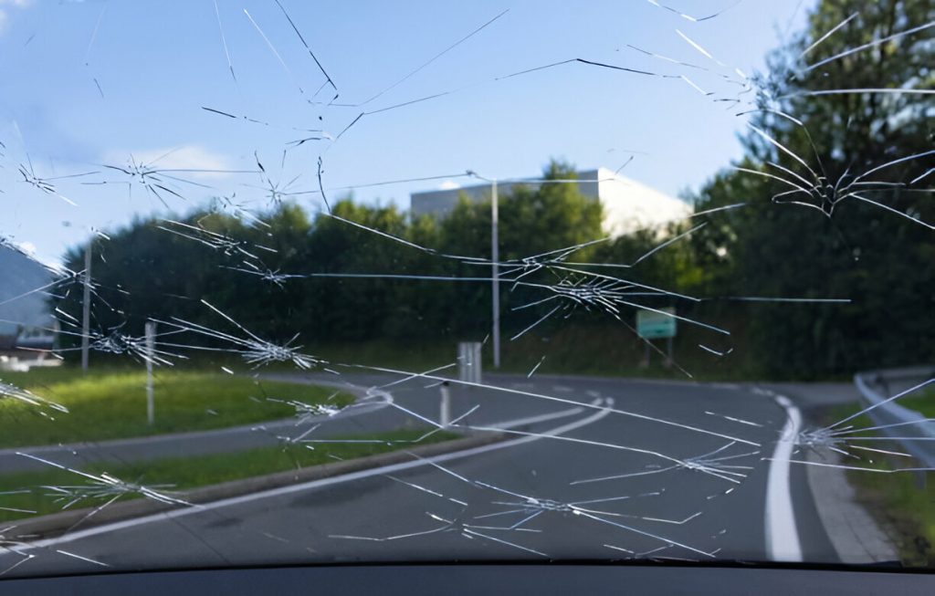 A technician using PDR tools to remove a dent from a car panel."